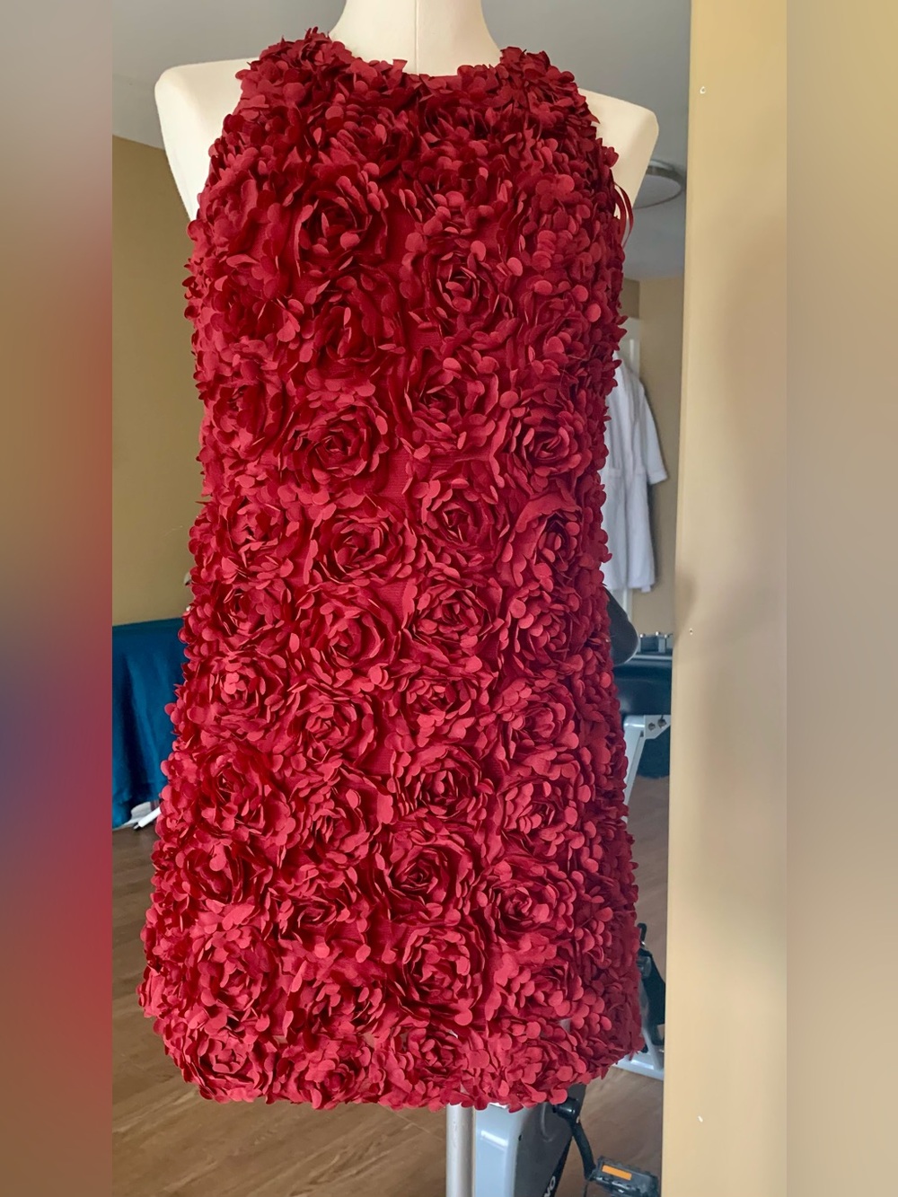 RW&CO. Red Floral Rosette Halter Dress